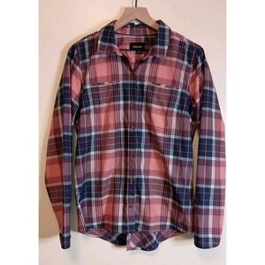 Marmot Women's Lightweight Plaid Hiking Button-Up Shirt Coral Navy – Size L